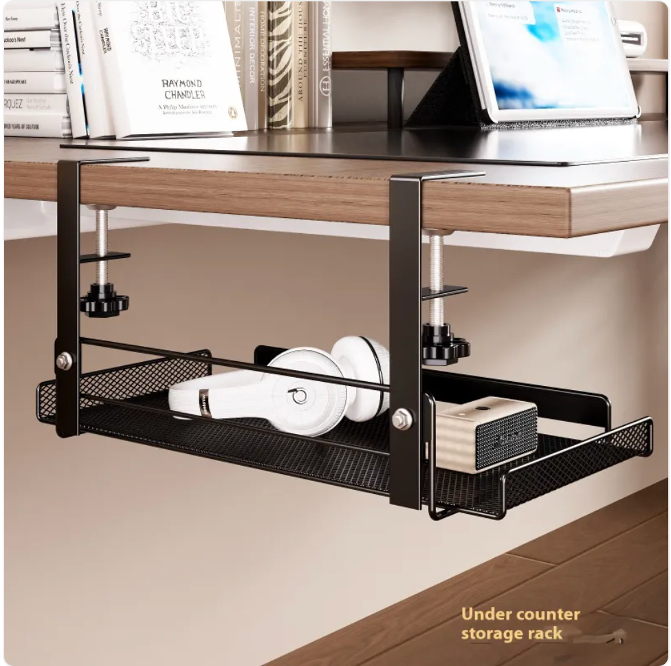 Punch-Free Under-Table Storage Rack