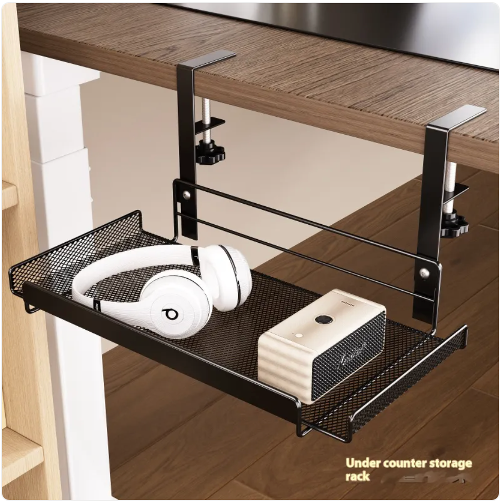 Punch-Free Under-Table Storage Rack