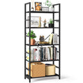 Yoobure 5 Tier Bookshelf - Tall Book Shelf Modern Bookcase for CDs/Movies/Books Rustic Book Case Industrial Bookshelves Book Storage Organizer for Bedroom Home Office Living Room Black